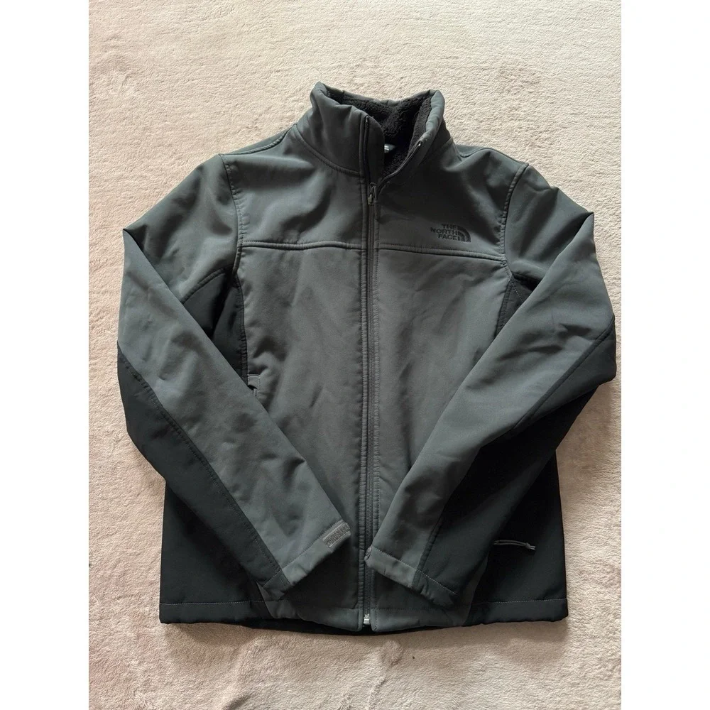 The North Face Jacket Mens Black Fleece Lined Windwall Mock Neck Full Zip Sz S